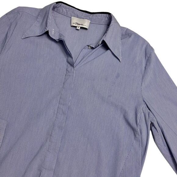 3.1 Phillip Lim Chic Button Down Blouse Contrast Trim and Zipper Cuff Sleeves - Picture 6 of 9